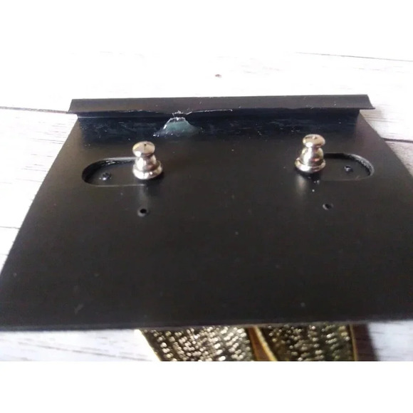 1980s Vintage Gold Tone Dangle Earrings with Zebra Stripe Motif by Cappagallo - Picture 5 of 6